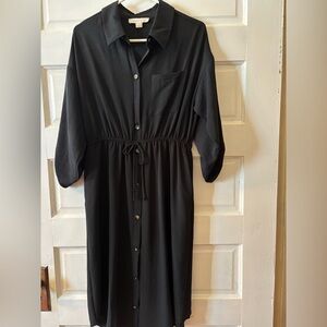 Black Button-Down Shirt Dress